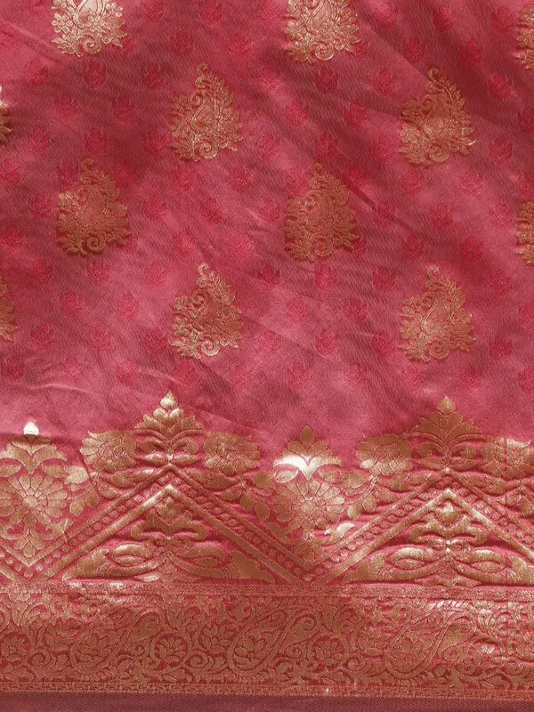 Maroon_Polyester_Silk_Jacquard_Premium_&_Elegant_(_Zari_Border_)_Banarasi_Plain_Border_Saree_With_Blouse_Piece_For_Women