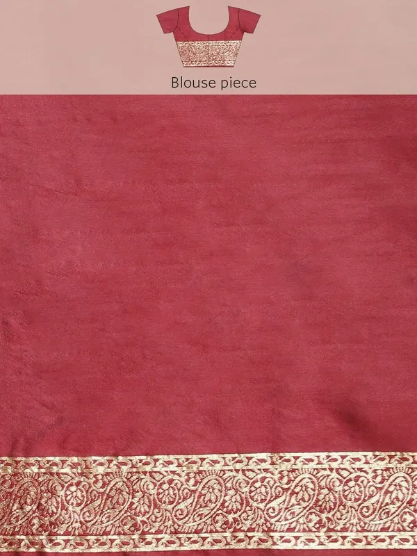 Maroon_Polyester_Silk_Jacquard_Premium_&_Elegant_(_Zari_Border_)_Banarasi_Plain_Border_Saree_With_Blouse_Piece_For_Women