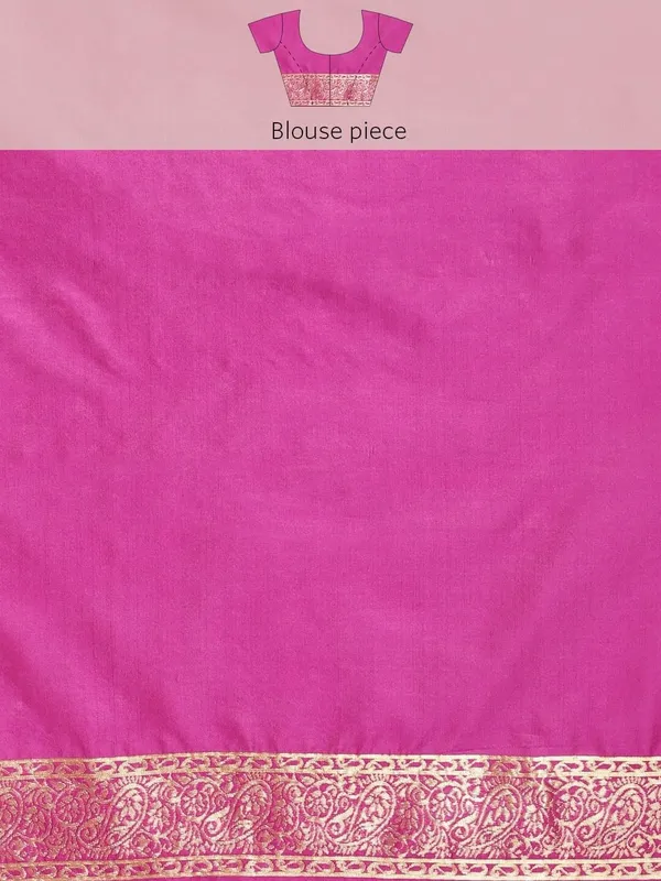 Pink_Polyester_Silk_Jacquard_Premium_&_Elegant_(_Zari_Border_)_Banarasi_Plain_Border_Saree_With_Blouse_Piece_For_Women