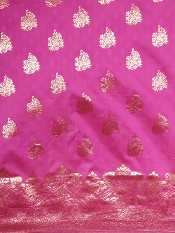 Pink_Polyester_Silk_Jacquard_Premium_&_Elegant_(_Zari_Border_)_Banarasi_Plain_Border_Saree_With_Blouse_Piece_For_Women