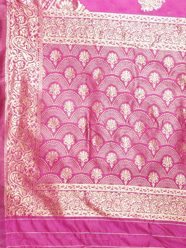 Pink_Polyester_Silk_Jacquard_Premium_&_Elegant_(_Zari_Border_)_Banarasi_Plain_Border_Saree_With_Blouse_Piece_For_Women