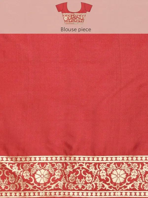 Ruby_Red_Polyester_Silk_Jacquard_Premium_&_Elegant_(_Zari_Border_)_Banarasi_Plain_Border_Saree_With_Blouse_Piece_For_Women