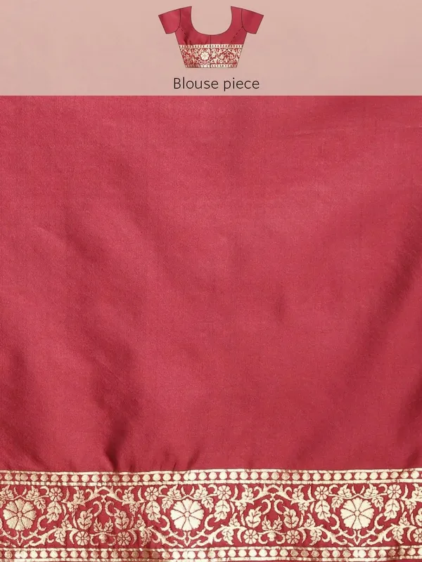 Bright_Maroon_Polyester_Silk_Jacquard_Premium_&_Elegant_(_Zari_Border_)_Banarasi_Plain_Border_Saree_With_Blouse_Piece_For_Women
