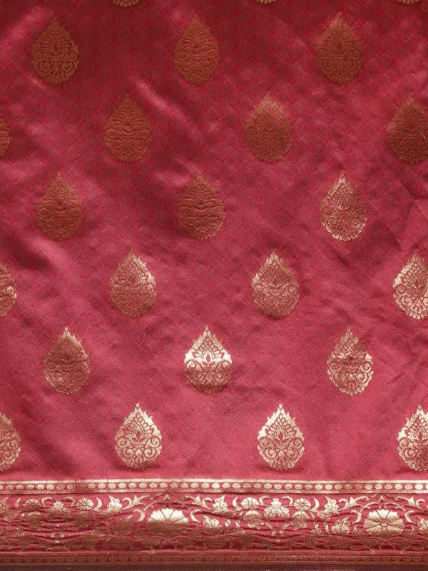 Bright_Maroon_Polyester_Silk_Jacquard_Premium_&_Elegant_(_Zari_Border_)_Banarasi_Plain_Border_Saree_With_Blouse_Piece_For_Women