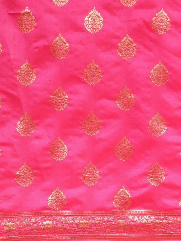 Maroon_&_Pink_Polyester_Silk_Jacquard_Premium_&_Elegant_(_Zari_Border_)_Banarasi_Plain_Border_Saree_With_Blouse_Piece_For_Women