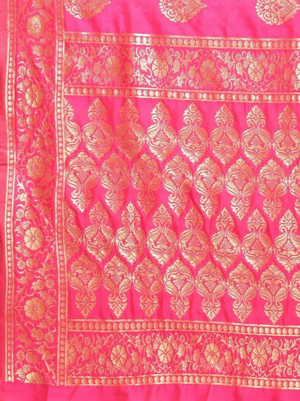 Maroon_&_Pink_Polyester_Silk_Jacquard_Premium_&_Elegant_(_Zari_Border_)_Banarasi_Plain_Border_Saree_With_Blouse_Piece_For_Women