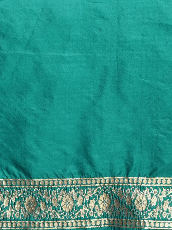 Green_Polyester_Silk_Jacquard_Premium_&_Elegant_(_Zari_Border_)_Banarasi_Plain_Border_Saree_With_Blouse_Piece_For_Women