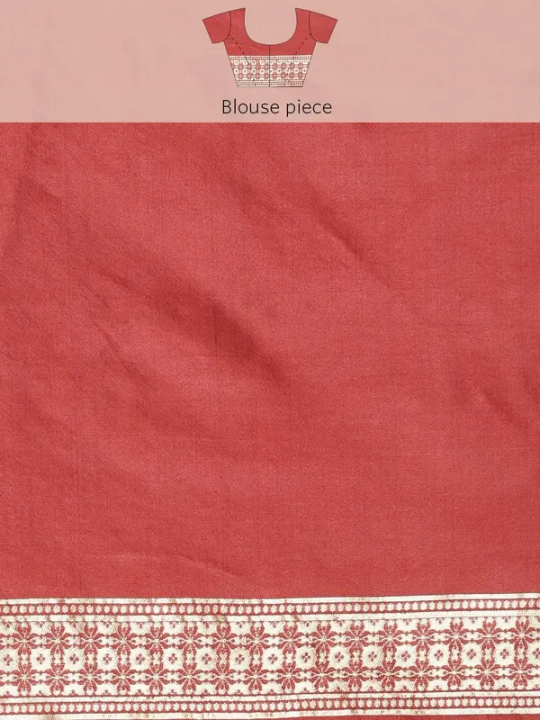 Cherry_Red_Polyester_Silk_Jacquard_Premium_&_Elegant_(_Zari_Border_)_Banarasi_Plain_Border_Saree_With_Blouse_Piece_For_Women