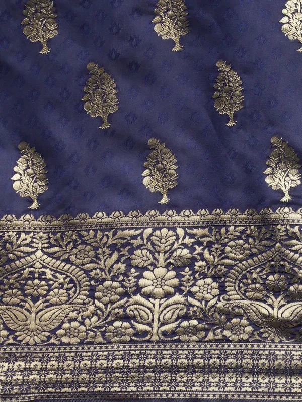 Violet_Blue_Polyester_Silk_Jacquard_Premium_&_Elegant_(_Zari_Border_)_Banarasi_Plain_Border_Saree_With_Blouse_Piece_For_Women