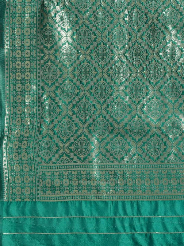 Blue_Polyester_Silk_Jacquard_Premium_&_Elegant_(_Zari_Border_)_Banarasi_Plain_Border_Saree_With_Blouse_Piece_For_Women