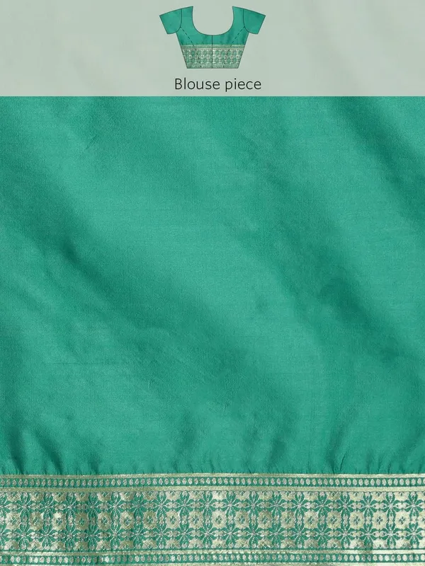 Blue_Polyester_Silk_Jacquard_Premium_&_Elegant_(_Zari_Border_)_Banarasi_Plain_Border_Saree_With_Blouse_Piece_For_Women