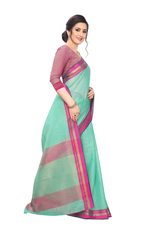 Turquoise_Cotton_Silk_Jacquard_Premium_&_Elegant_(_Jacquard_)_Maheshwari_Saree_With_Blouse_Piece_For_Women