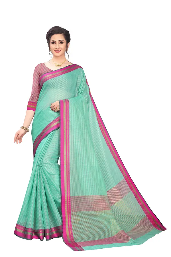 Turquoise_Cotton_Silk_Jacquard_Premium_&_Elegant_(_Jacquard_)_Maheshwari_Saree_With_Blouse_Piece_For_Women