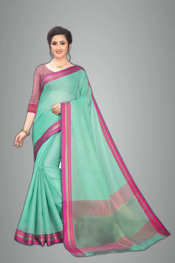 Turquoise_Cotton_Silk_Jacquard_Premium_&_Elegant_(_Jacquard_)_Maheshwari_Saree_With_Blouse_Piece_For_Women