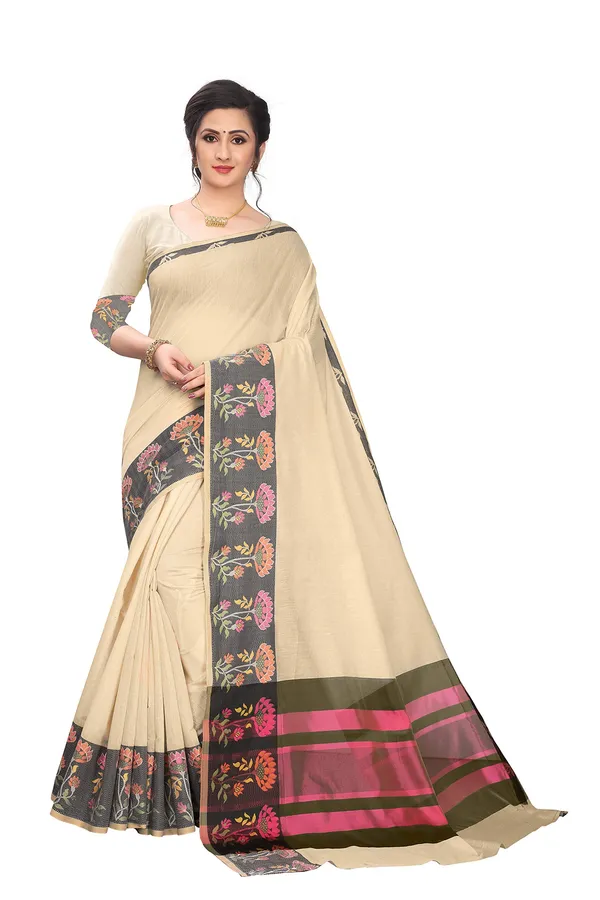 Off_White_Cotton_Silk_Jacquard_Premium_&_Elegant_(_Jacquard_)_Maheshwari_Saree_With_Blouse_Piece_For_Women
