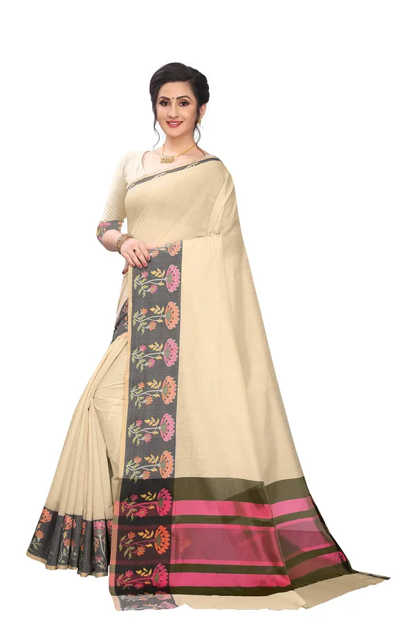 Off_White_Cotton_Silk_Jacquard_Premium_&_Elegant_(_Jacquard_)_Maheshwari_Saree_With_Blouse_Piece_For_Women