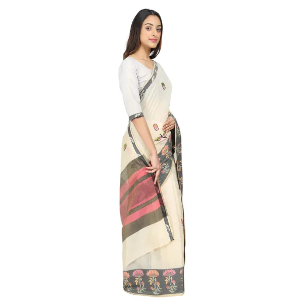 White_Cotton_Silk_Jacquard_Premium_&_Elegant_(_Jacquard_)_Maheshwari_Saree_With_Blouse_Piece_For_Women