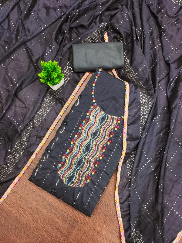 Black_Vichitra_Silk_Salwar_Suit_Dress_Material_With_Multicolor_Thread_&_Sequin_Work_Unstitched