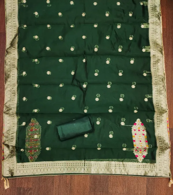 Green_Banarasi_Silk_Jacquard_Salwar_Suit_Dress_Material_With_Zardosi_Handwork_&_Placement_Woven_Dupatta_Unstitched