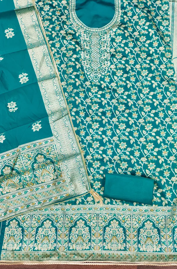 Sea_Green_Banarasi_Silk_Salwar_Suit_Dress_Material_With_Zardosi_Handwork_&_Jacquard_Dupatta