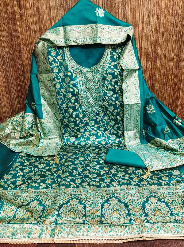 Sea_Green_Banarasi_Silk_Salwar_Suit_Dress_Material_With_Zardosi_Handwork_&_Jacquard_Dupatta