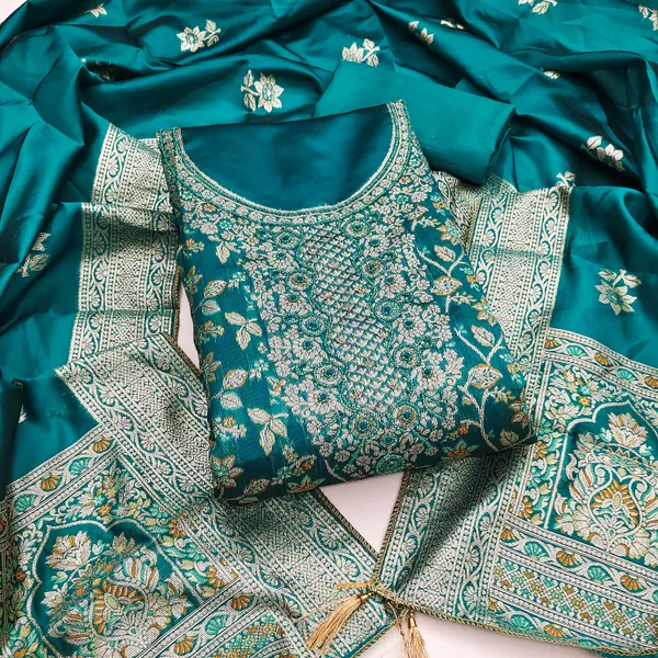 Sea_Green_Banarasi_Silk_Salwar_Suit_Dress_Material_With_Zardosi_Handwork_&_Jacquard_Dupatta