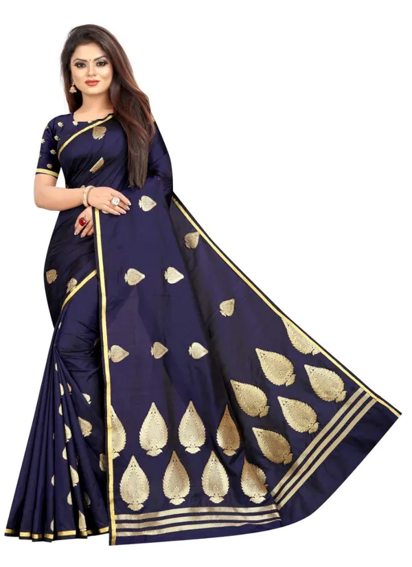 Dark_Blue_Silk___Jacquard_Premium_&_Elegant_Banarasi_Saree_With_Blouse_Piece_For_Women