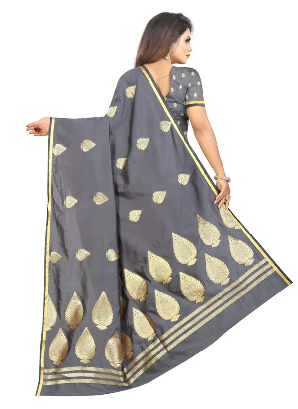 Grey_Silk___Jacquard_Premium_&_Elegant_Banarasi_Saree_With_Blouse_Piece_For_Women