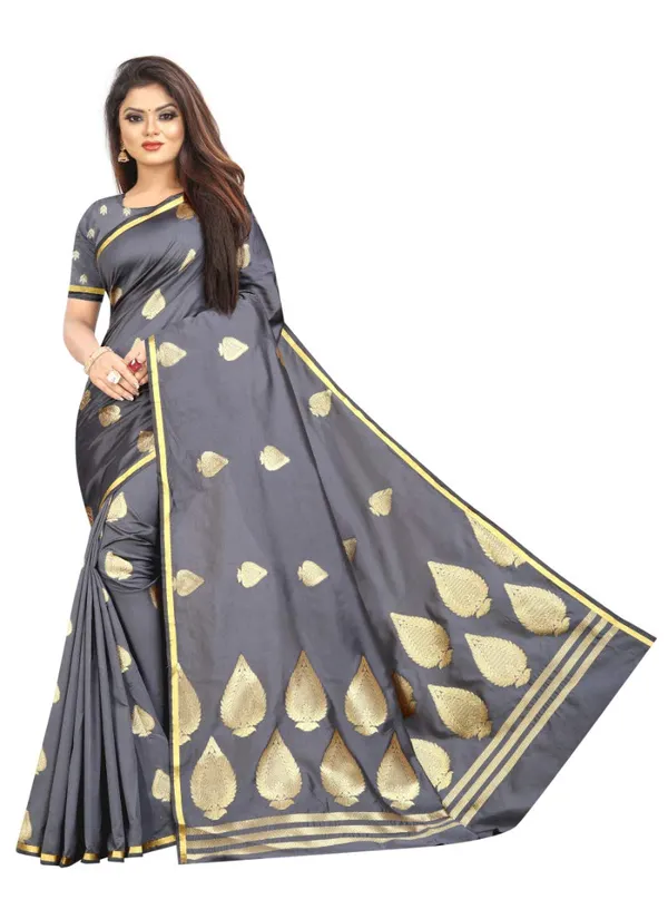 Grey_Silk___Jacquard_Premium_&_Elegant_Banarasi_Saree_With_Blouse_Piece_For_Women