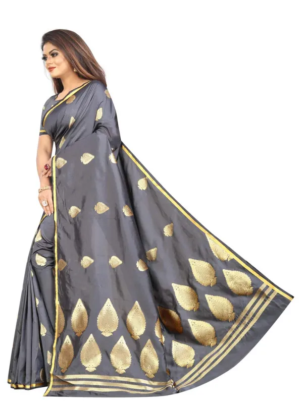 Grey_Silk___Jacquard_Premium_&_Elegant_Banarasi_Saree_With_Blouse_Piece_For_Women