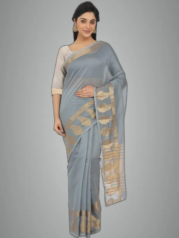 Grey_Silk___Jacquard_Premium_&_Elegant_Banarasi_Saree_With_Blouse_Piece_For_Women