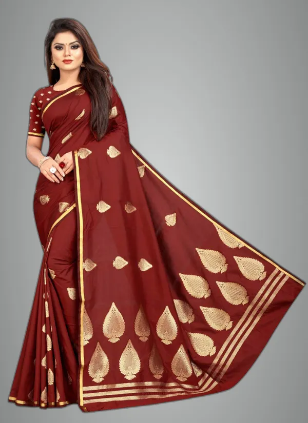 Maroon_Silk___Jacquard_Premium_&_Elegant_Banarasi_Saree_With_Blouse_Piece_For_Women