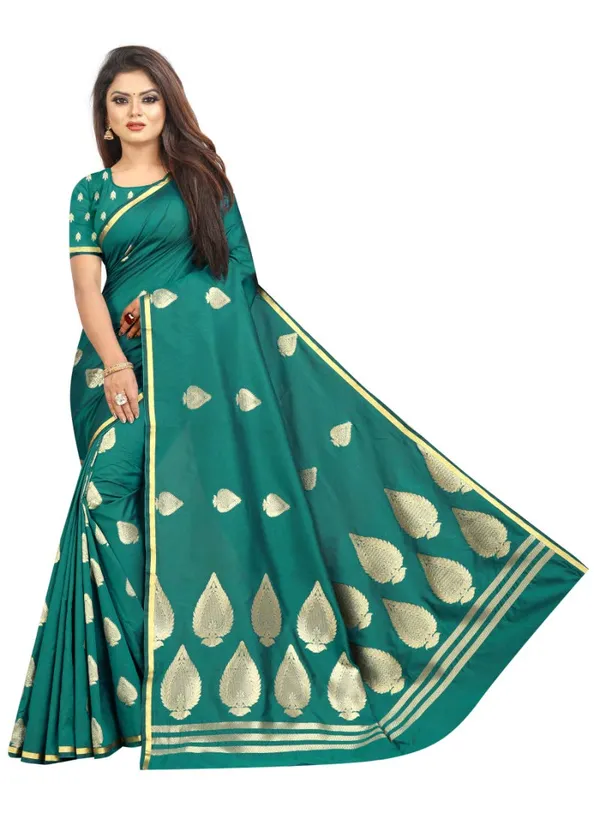 Turquoise_Green_Silk___Jacquard_Premium_&_Elegant_Banarasi_Saree_With_Blouse_Piece_For_Women