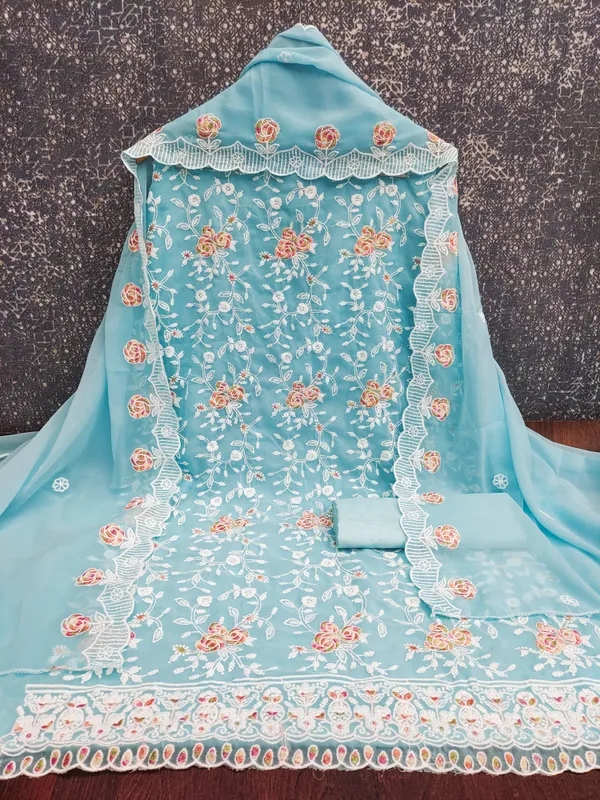 Sky_Blue_Georgette_Salwar_Suit_Dress_Material_Set_With_Floral_Thread_Work_Unstitched