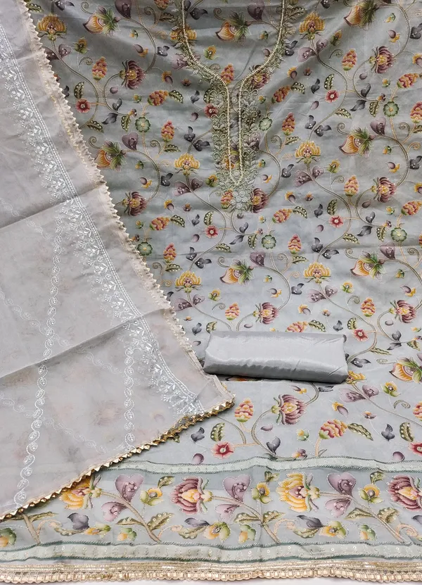 Light_Grey_Organza_Salwar_Suit_Dress_Material_With_Floral_Digital_Print,_Zardosi_Hand_Work_&_Embroidered_Dupatta_Unstitched