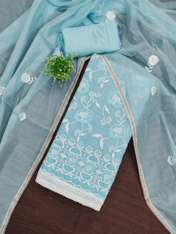 Sky_Blue_Chanderi_Cotton_Salwar_Suit_Dress_Material_With_Rose_Thread_Work_&_Embroidered_Dupatta_Unstitched
