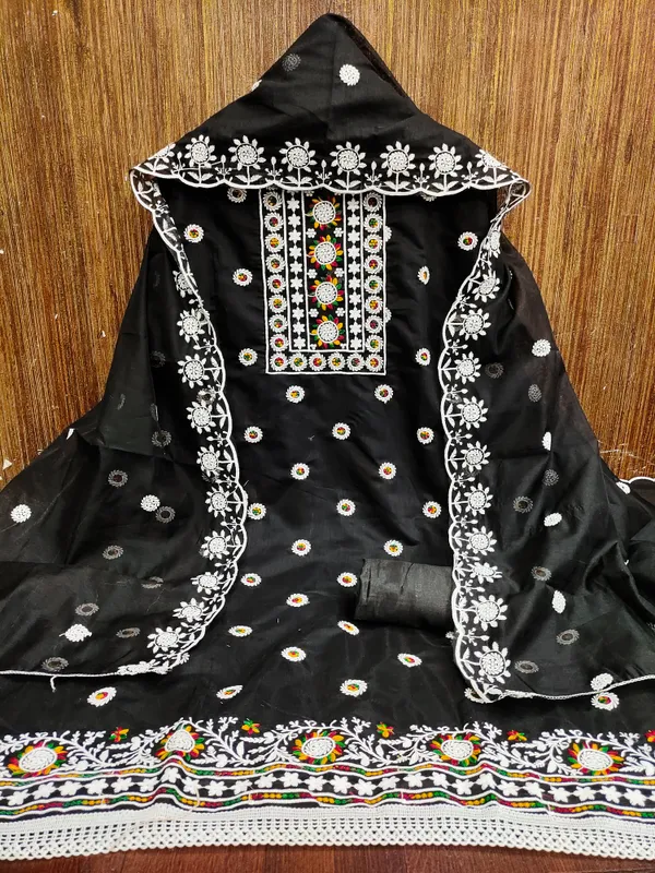 Black_Chanderi_Cotton_Embroidered_Salwar_Suit_Dress_Material_With_Santoon_Bottom_&_Dupatta_Unstitched