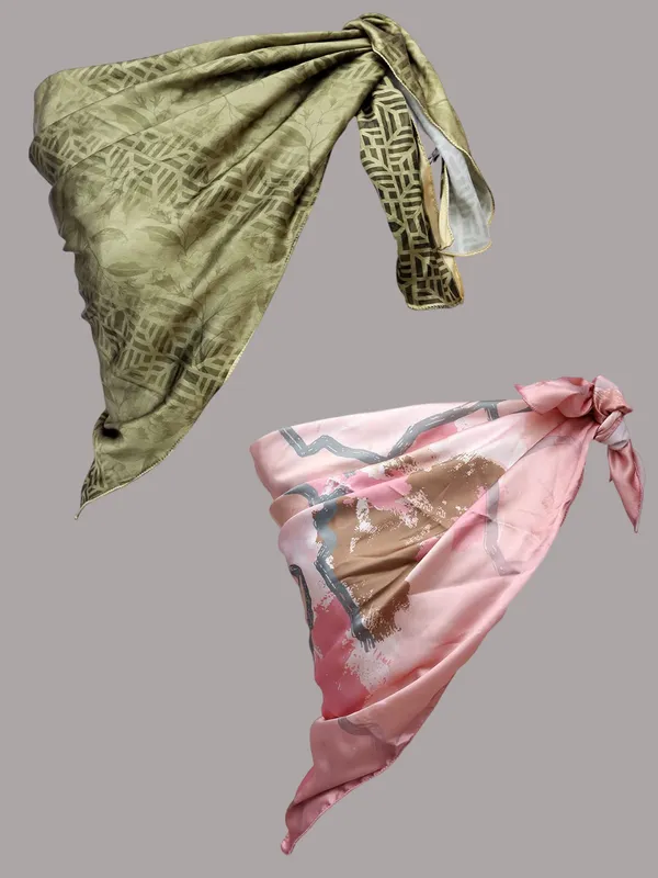 Baby_Pink_&_Olive_Green_Polyester_Satin_Silk_Premium_&_Elegant_Digital_Printed_Square_Scarf_For_Women_(Pack_Of_2)