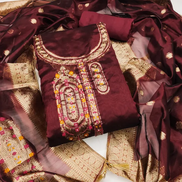 Maroon_Banarasi_Silk_Jacquard_Salwar_Suit_Dress_Material_With_Zardosi_Handwork_&_Placement_Woven_Dupatta_Unstitched