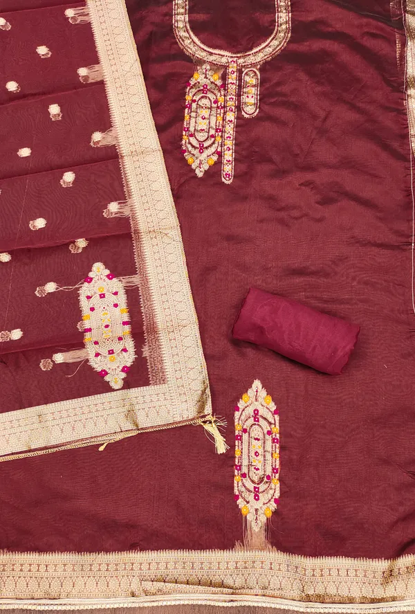 Maroon_Banarasi_Silk_Jacquard_Salwar_Suit_Dress_Material_With_Zardosi_Handwork_&_Placement_Woven_Dupatta_Unstitched