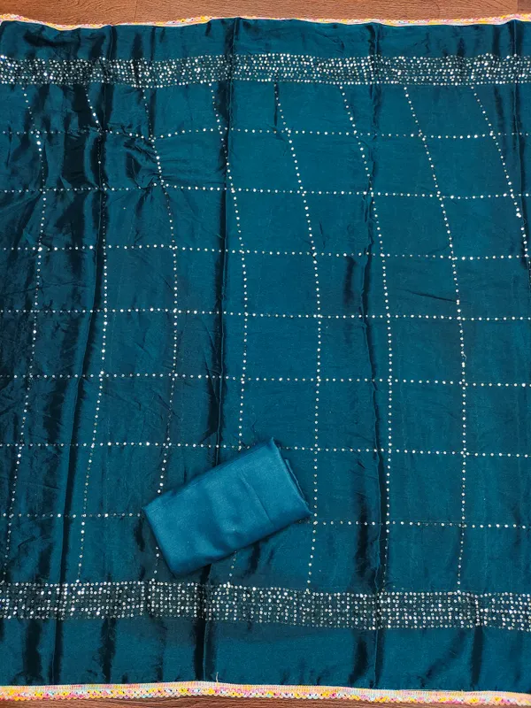 Teal_Blue_Vichitra_Silk_Salwar_Suit_Dress_Material_With_Multicolor_Thread_&_Sequin_Work_Unstitched