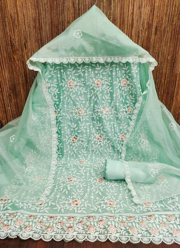 Sea_Green_Floral_Elegance_Organza_Salwar_Suit_Set_Unstitched