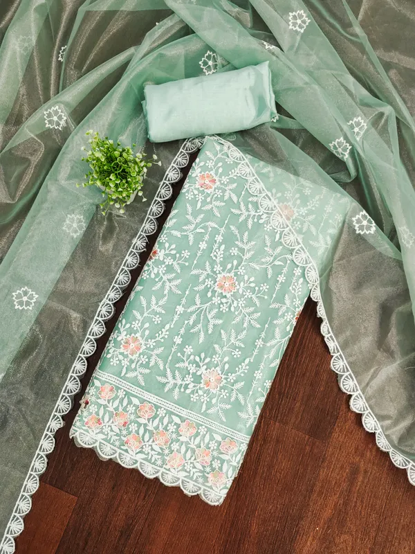 Sea_Green_Floral_Elegance_Organza_Salwar_Suit_Set_Unstitched