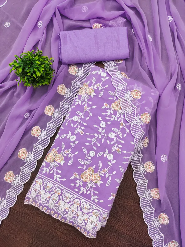 Lavender_Georgette_Salwar_Suit_Dress_Material_With_Floral_Thread_Work_Unstitched