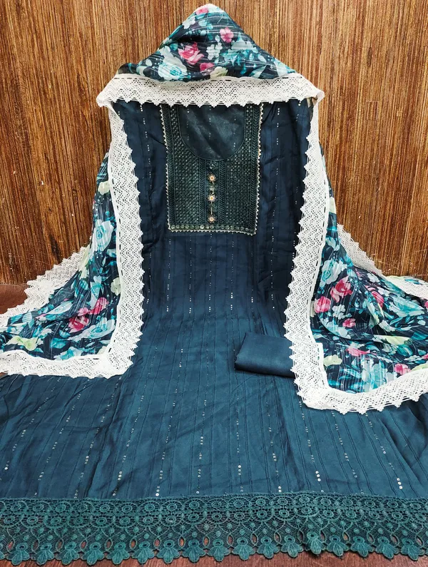Teal_Blue_Roman_Silk_Salwar_Suit_Dress_Material_With_Thread_Sequin_Work_&_Georgette_Weaving_Dupatta_Unstitched
