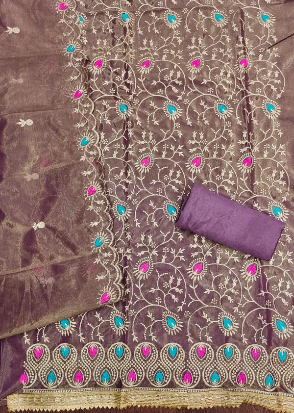 Voilet_Organza_Salwar_Suit_Dress_Material_With_Multicolor_Thread_Work_&_Embroidered_Dupatta_Unstitched