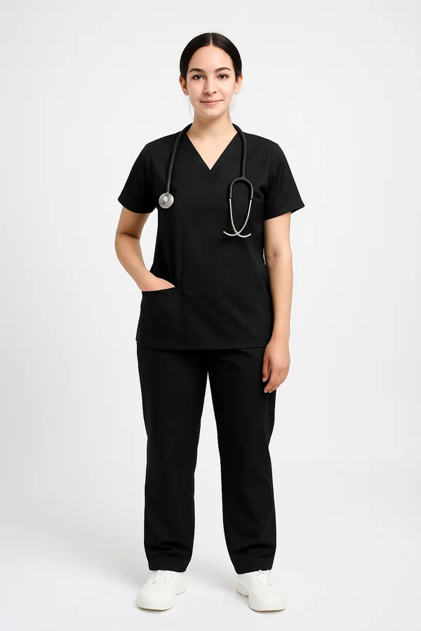 Black_Womens_5-Pocket_Comfortable_Cotton_Blend_Medical_Uniform