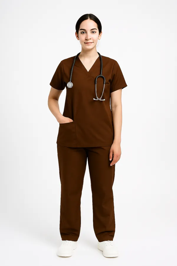 Brown_Womens_5-Pocket_Comfortable_Cotton_Blend_Medical_Uniform