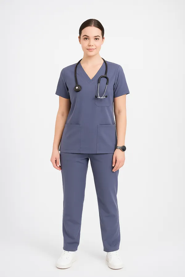 Grey_Womens_5-Pocket_Comfortable_Cotton_Blend_Medical_Uniform