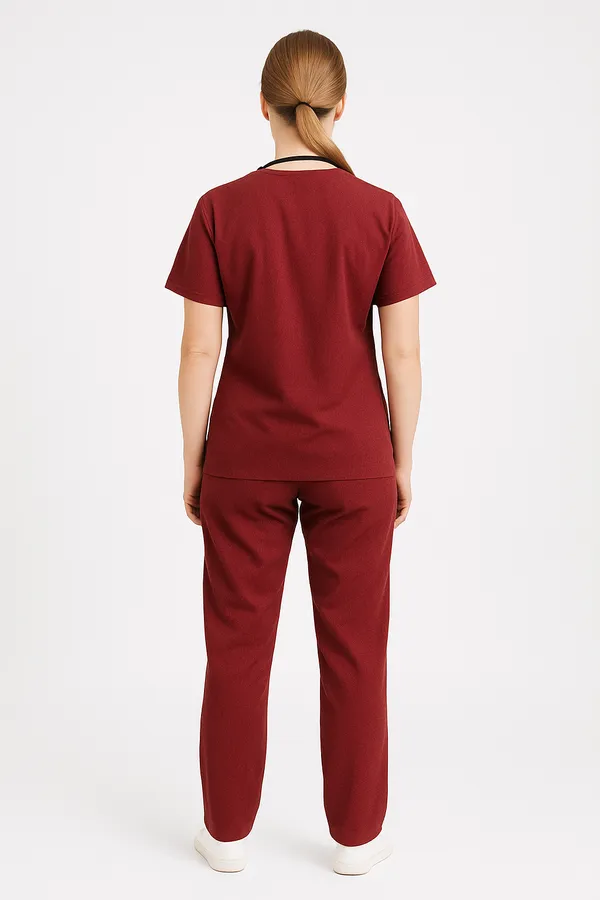 Maroon_Womens_5-Pocket_Comfortable_Cotton_Blend_Medical_Uniform